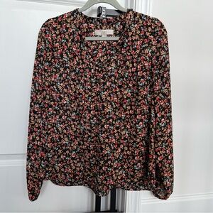 LOFT Women's Floral Blouse Small - Black, Red, Blue, Pink